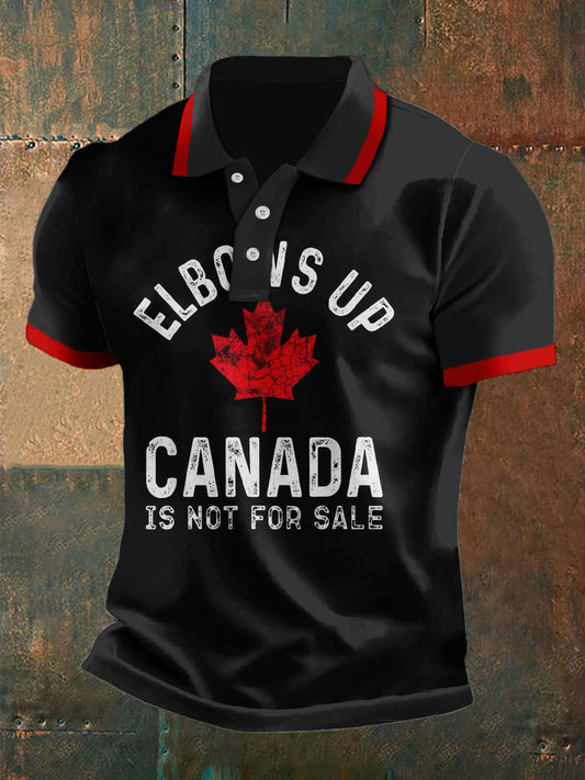 Vintage Maple Leaf Art Print Casual Polo Shirt