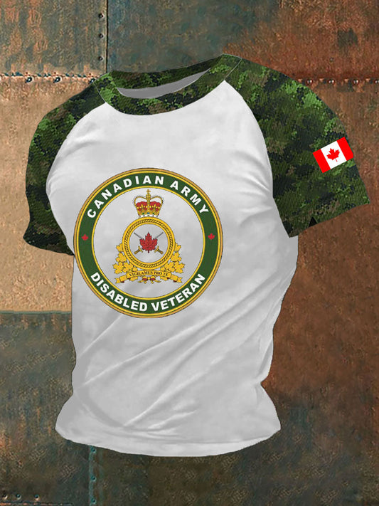 Men's Canadian Disabled Veterans Printed Casual T-Shirt