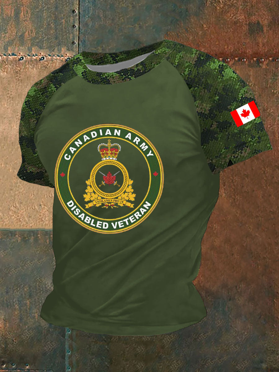 Men's Canadian Disabled Veterans Printed Casual T-Shirt