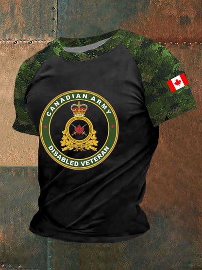 Men's Canadian Disabled Veterans Printed Casual T-Shirt