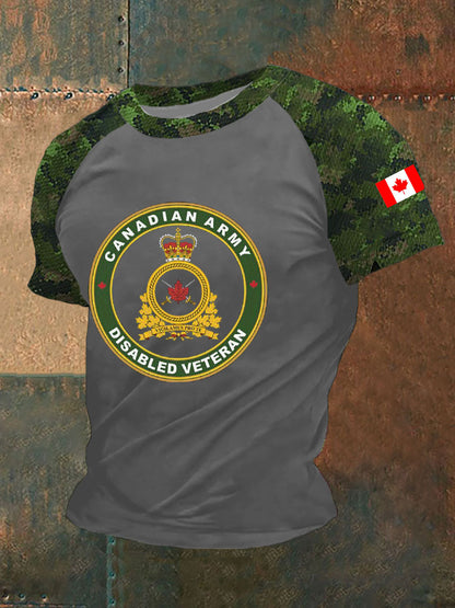 Men's Canadian Disabled Veterans Printed Casual T-Shirt