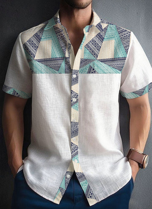 Men's Casual Patchwork Shirt