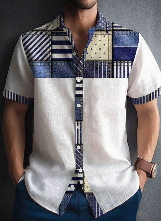 Men's Casual Patchwork Shirt