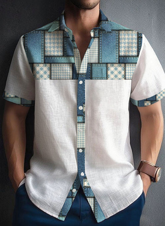 Men's Casual Patchwork Shirt