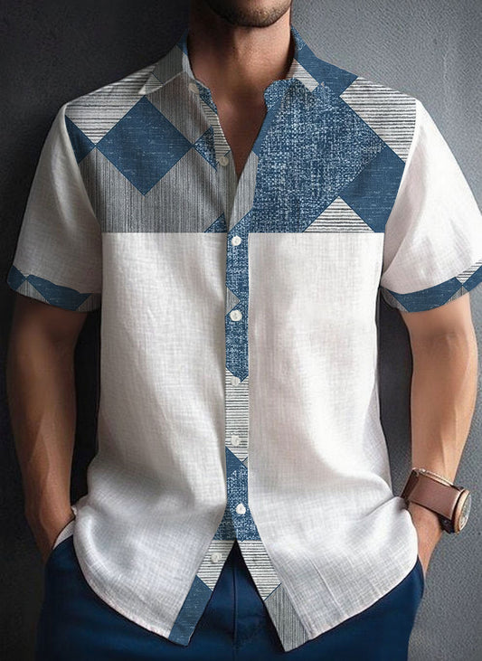 Men's Casual Patchwork Shirt