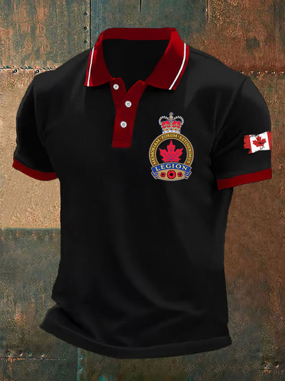 Men's Canadian Veterans Print Casual Button-Down Top