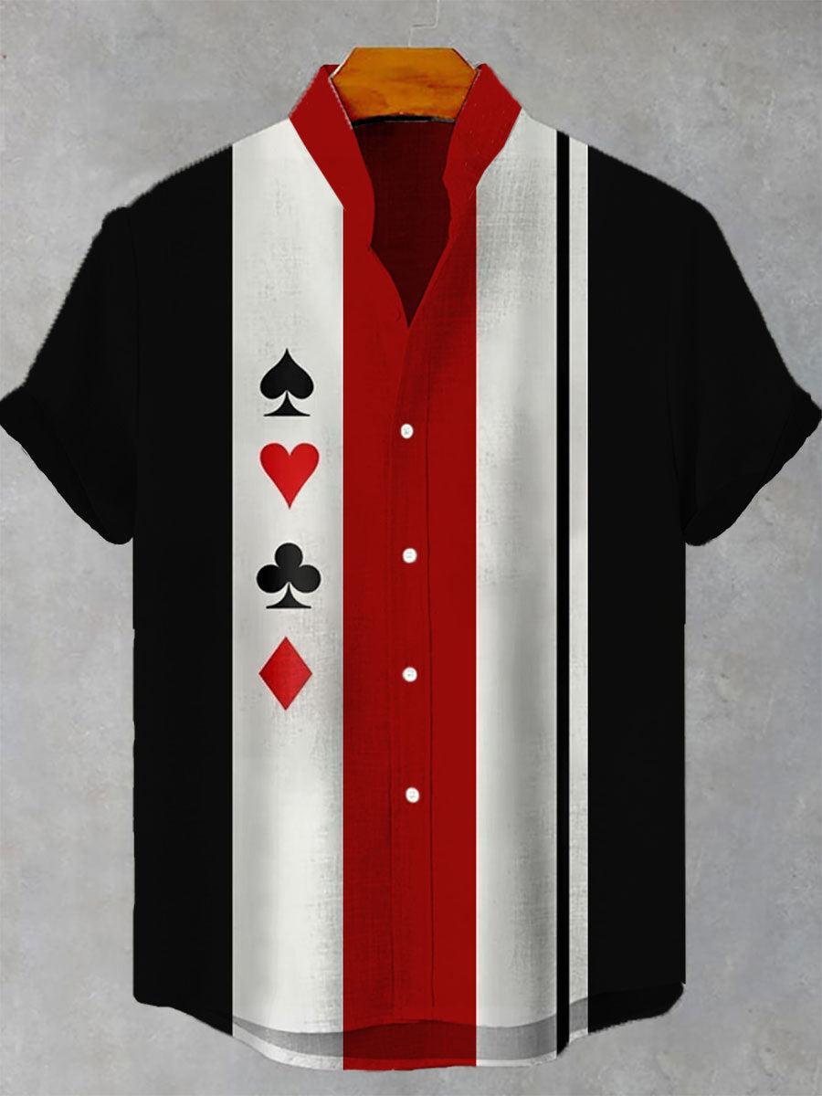 Men's poker short-sleeved shirt