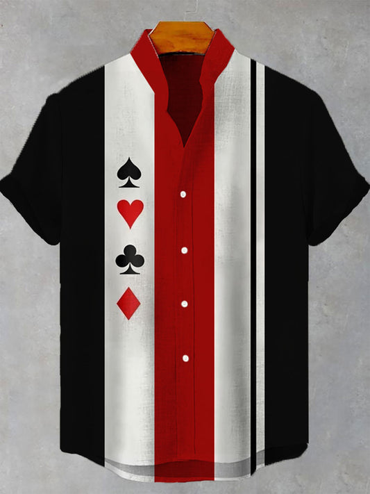 Men's poker short-sleeved shirt