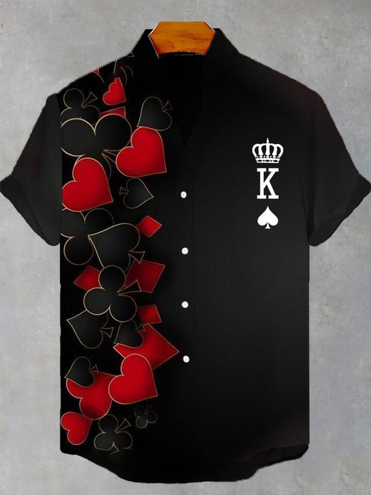 Men's poker short-sleeved shirt