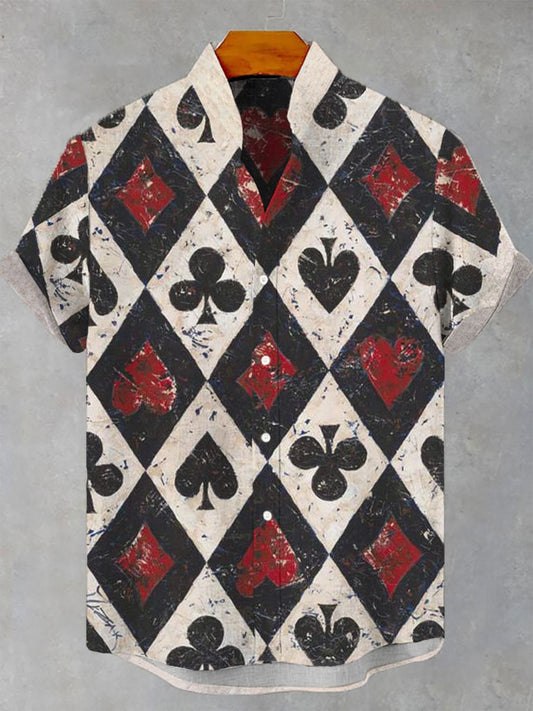 Men's poker short-sleeved shirt