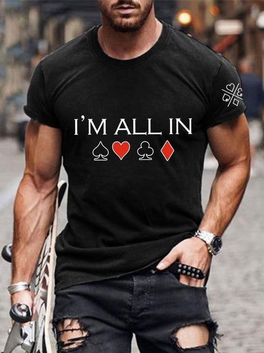 Men's Poker Cards Art Print Short Sleeve T-Shirt
