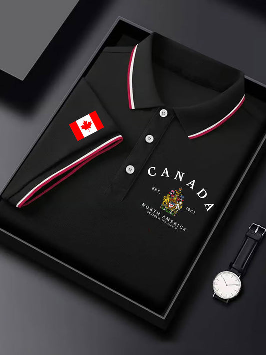 Men's Canada Print Casual Button-Down Top