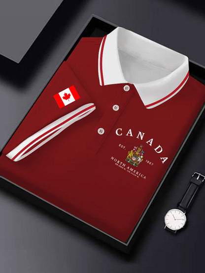 Men's Canada Print Casual Button-Down Top