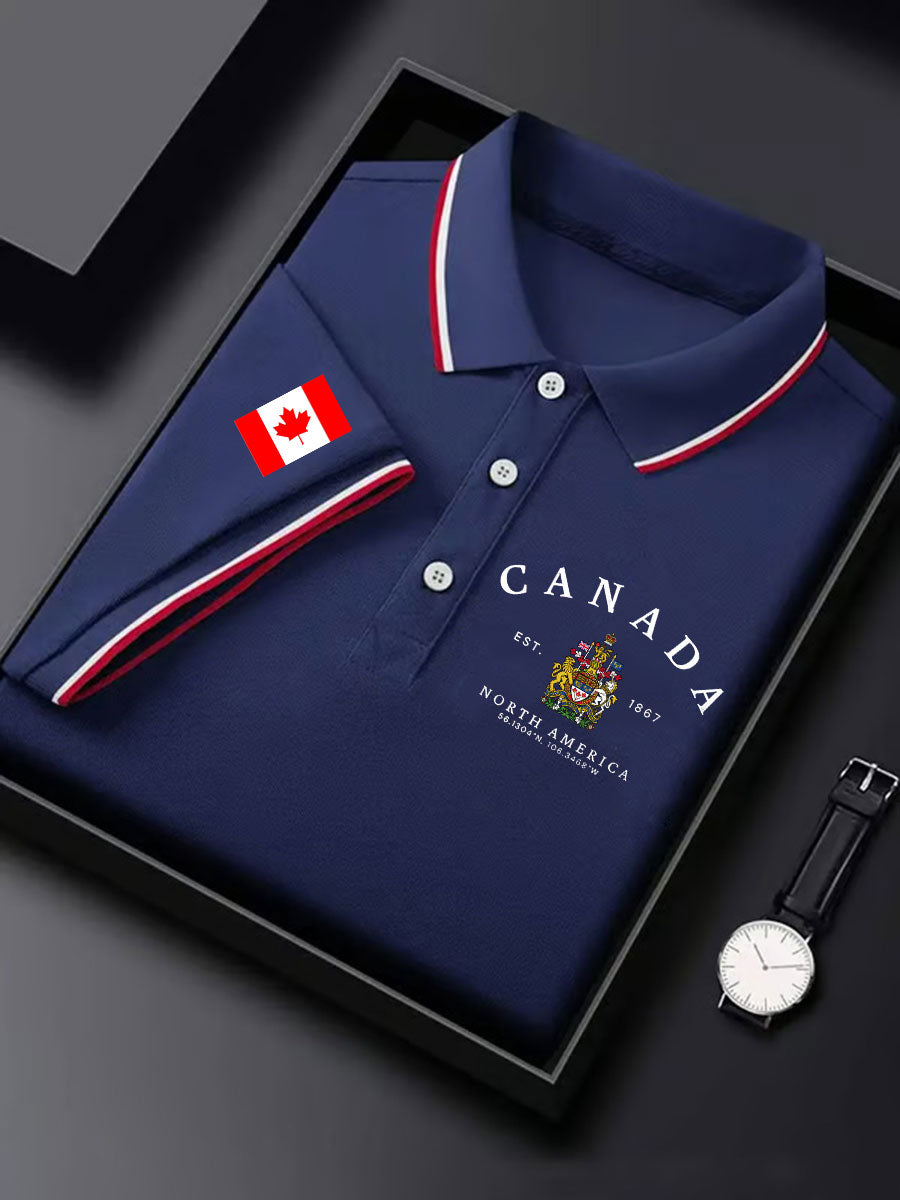 Men's Canada Print Casual Button-Down Top