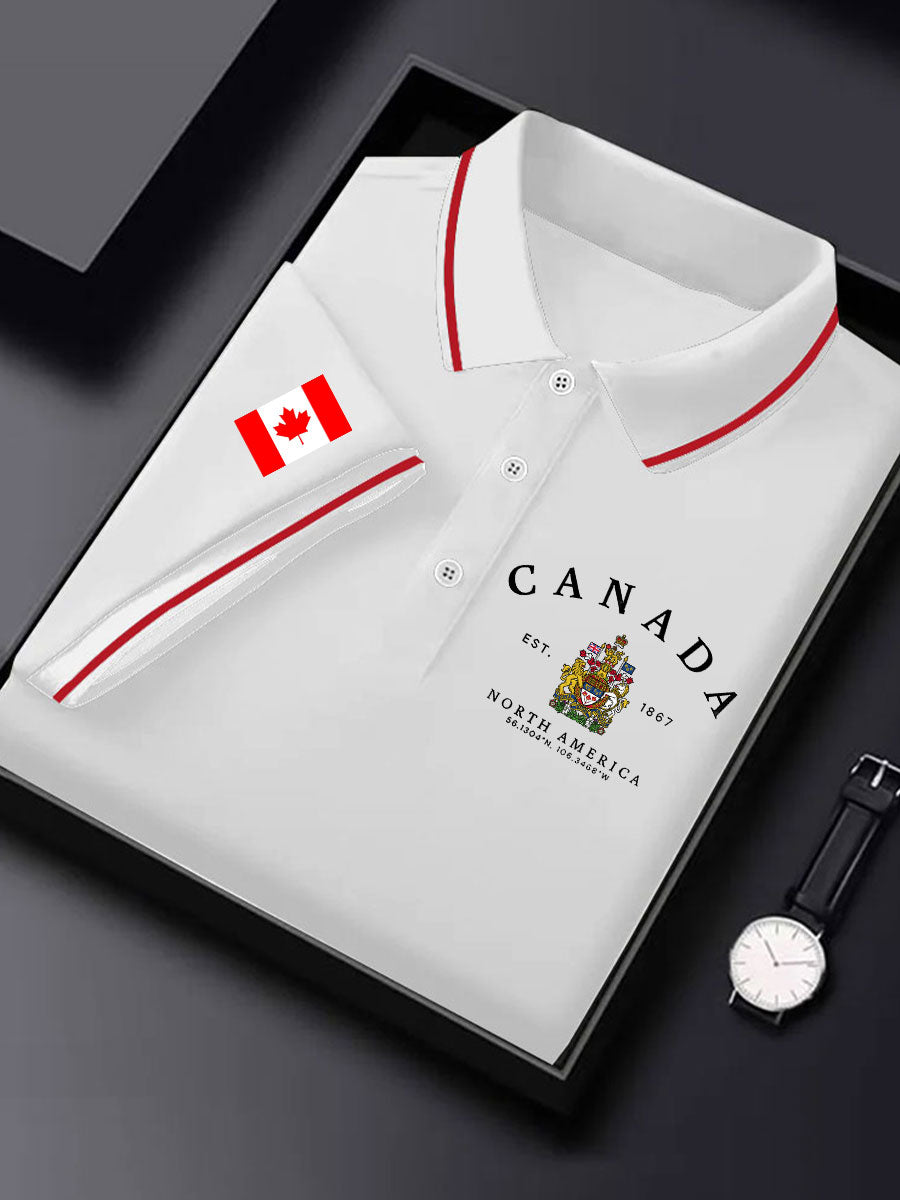 Men's Canada Print Casual Button-Down Top