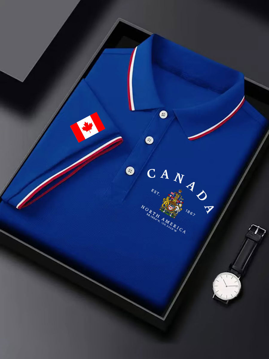Men's Canada Print Casual Button-Down Top