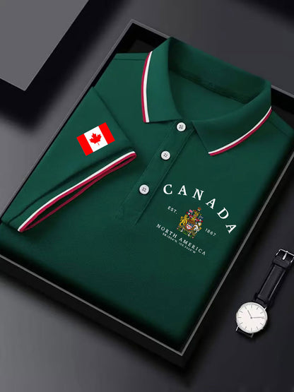 Men's Canada Print Casual Button-Down Top