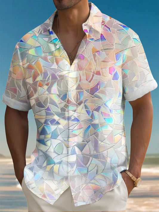 Men's Printed Button Short Sleeve Resort Shirt