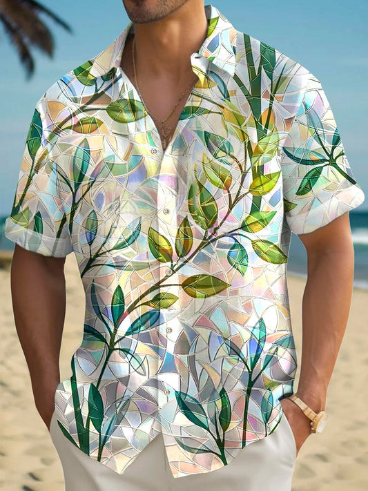 Men's Printed Button Short Sleeve Resort Shirt