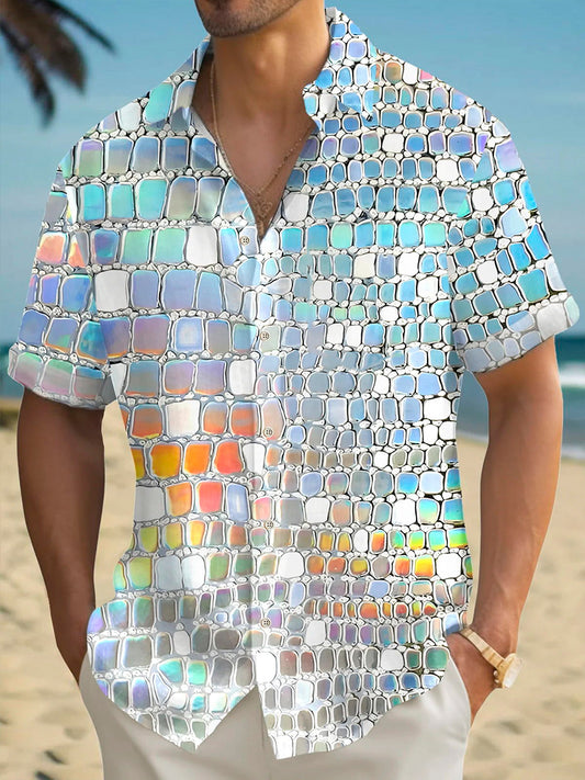 Men's Printed Button Short Sleeve Resort Shirt