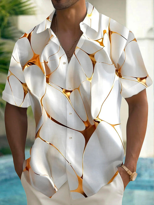 Men's Printed Button Short Sleeve Resort Shirt