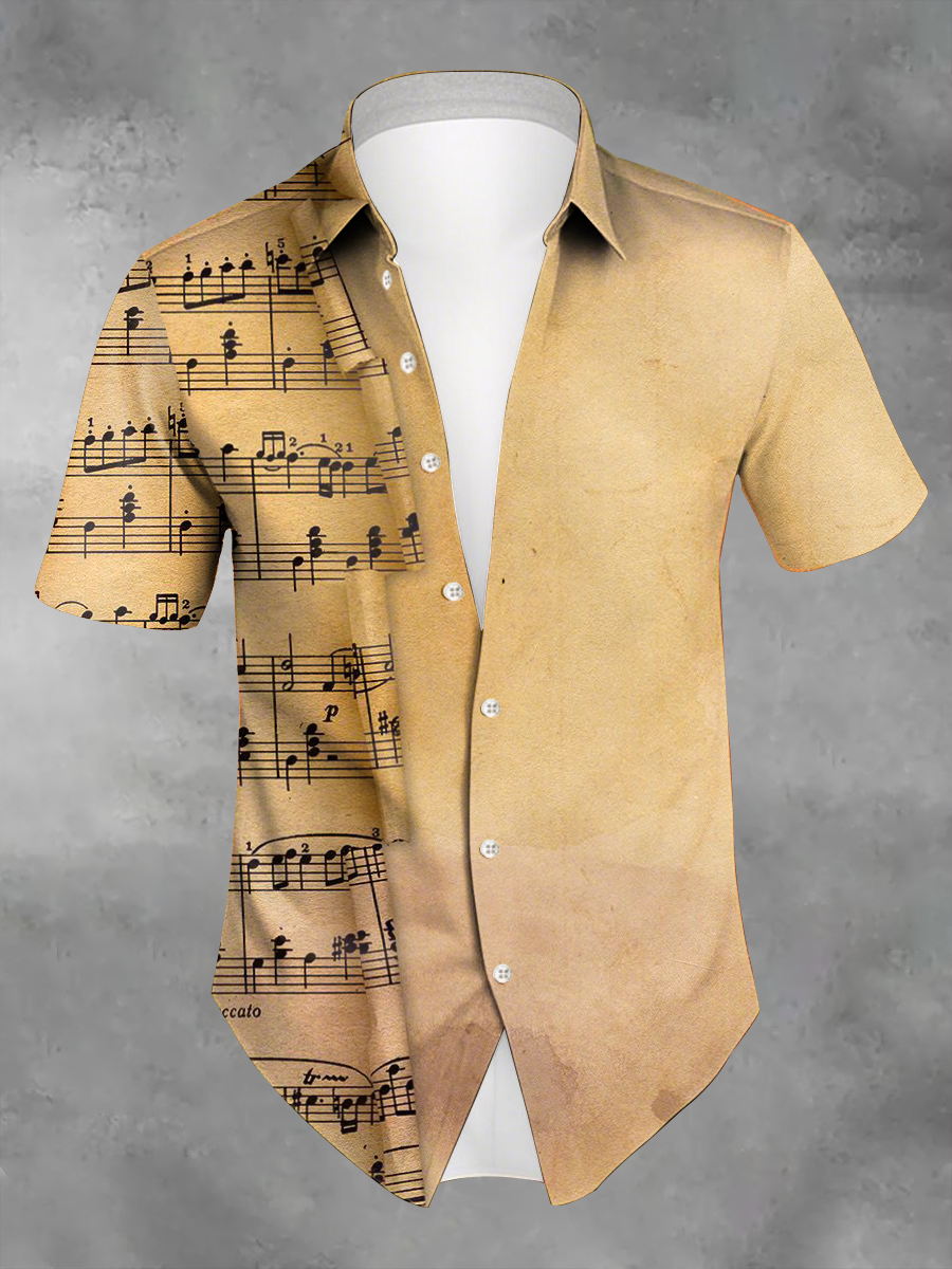 Men's Vacation Style Music Lover Printed Shirt