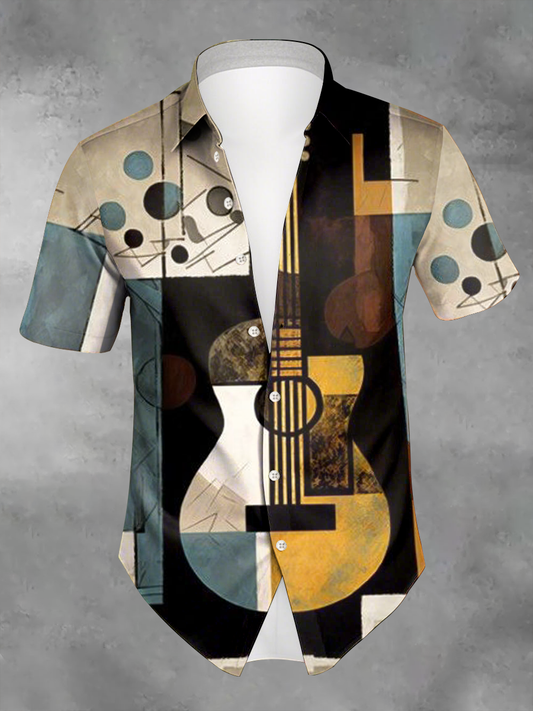 Men's Vacation Style Music Lover Printed Shirt