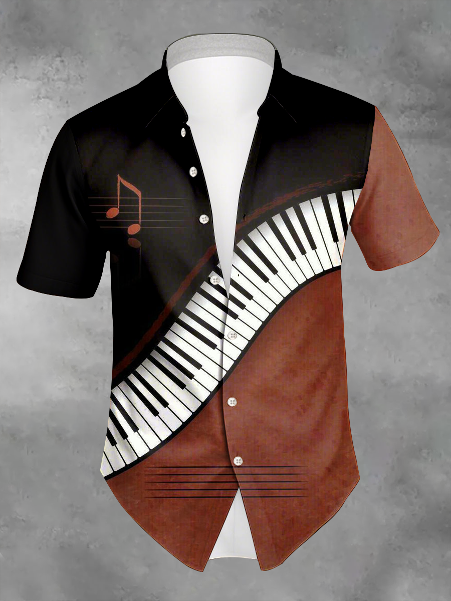 Men's Vacation Style Music Lover Printed Shirt