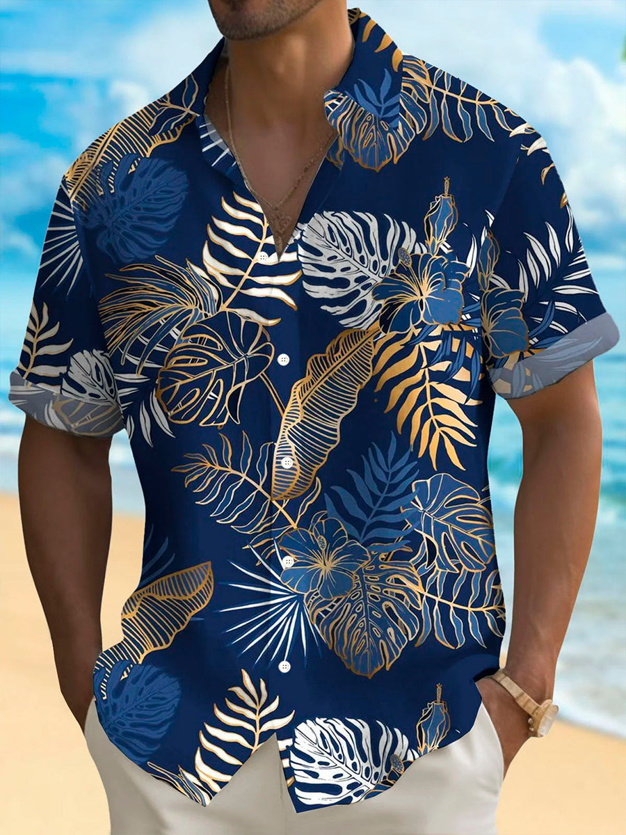 Men's Printed Button Short Sleeve Resort Shirt