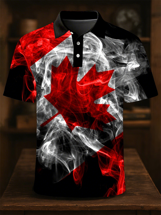 Men's Canada Print Casual Button-Down Top
