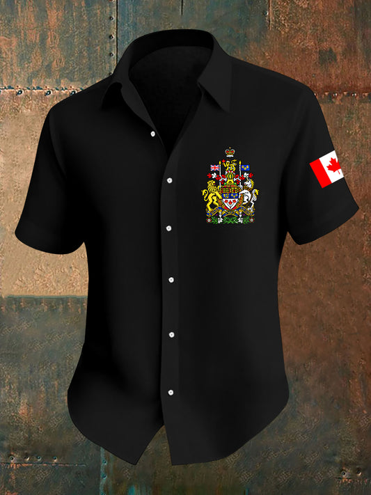 Men's Canada Day Badge Print Short Sleeve Shirt