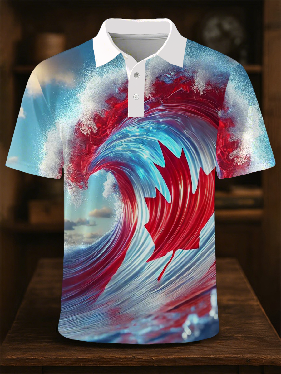 Men's Canada Print Casual Button-Down Top