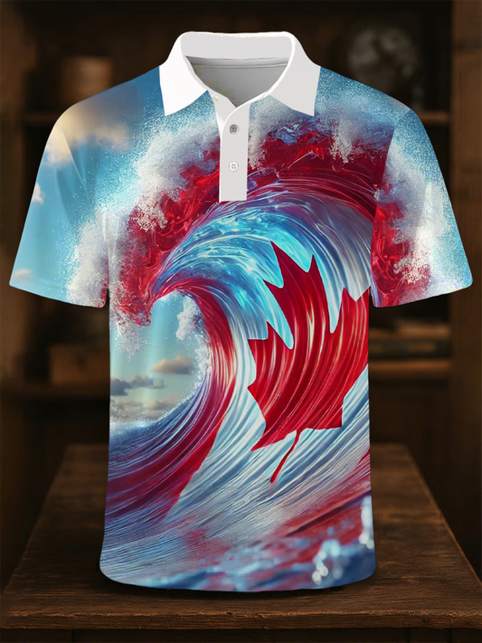 Men's Canada Print Casual Button-Down Top
