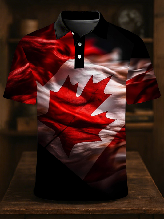 Men's Canada Print Casual Button-Down Top