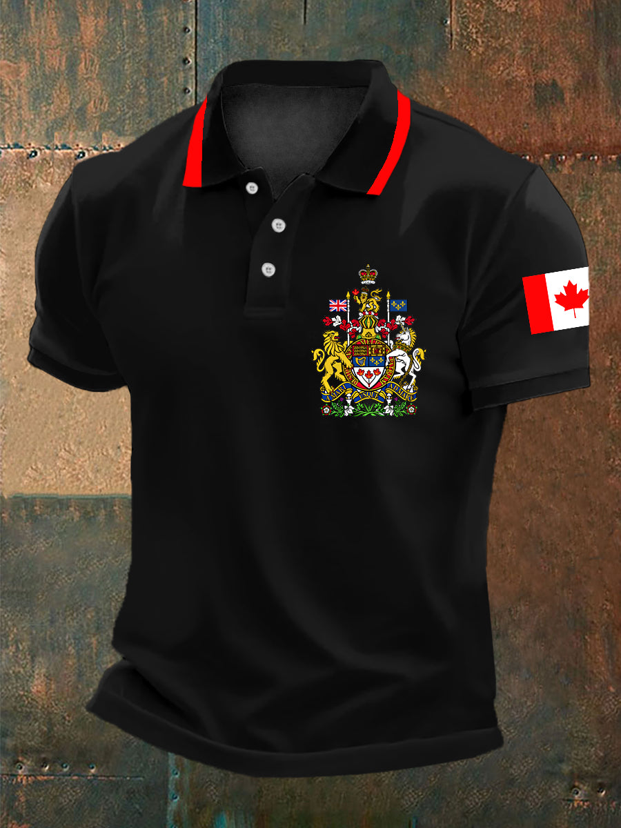 Men's Canada Day Badge Printed Casual Top