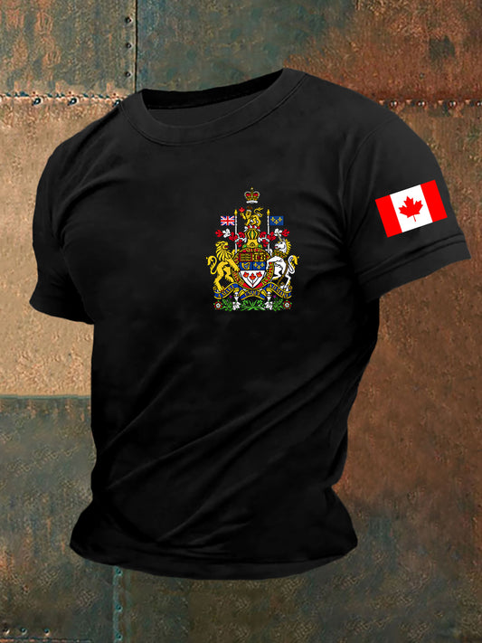 Men's Canada Day Badge Print Short Sleeves T-Shirt