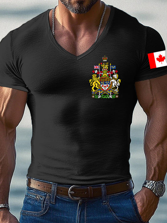 Men's Canada Day Badge Print Short Sleeves T-Shirt
