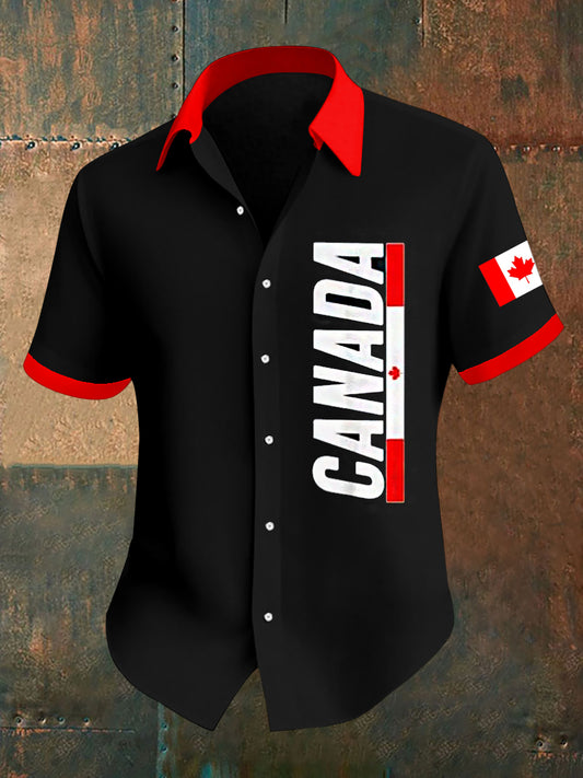 Men's Canada Day Badge Print Short Sleeve Shirt