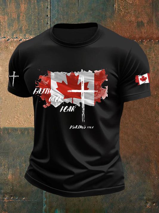 Men's Faith Over Fear Canadian Flag Print T-Shirt