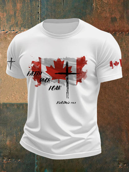 Men's Faith Over Fear Canadian Flag Print T-Shirt