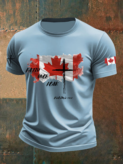 Men's Faith Over Fear Canadian Flag Print T-Shirt