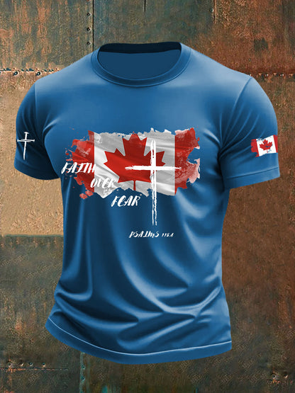Men's Faith Over Fear Canadian Flag Print T-Shirt