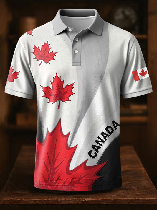 Men's Canadian Maple Leaf Print Casual Short Sleeve Tee