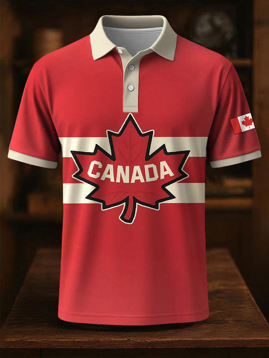 Men's Canadian Maple Leaf Print Casual Short Sleeve Tee