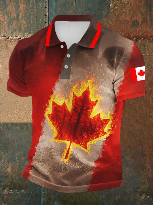 Men's Happy Canada Day Canadian Maple Leaf  Print Casual Top