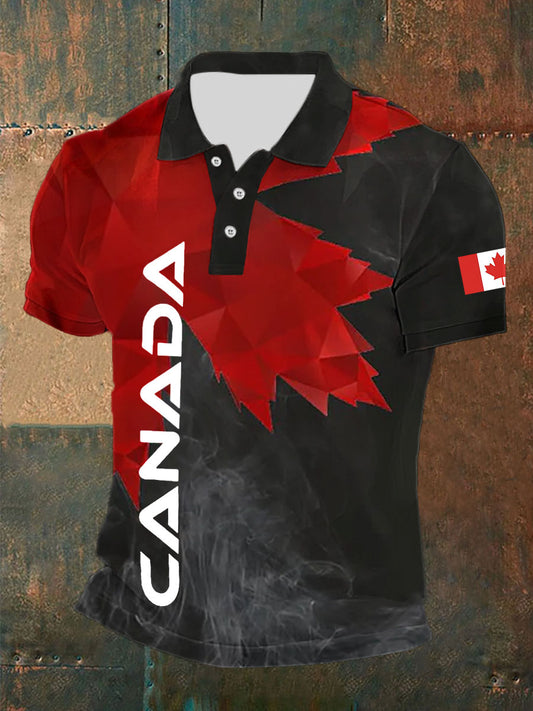 Men's Canadian Maple Leaf Print Casual Short Sleeve Tee