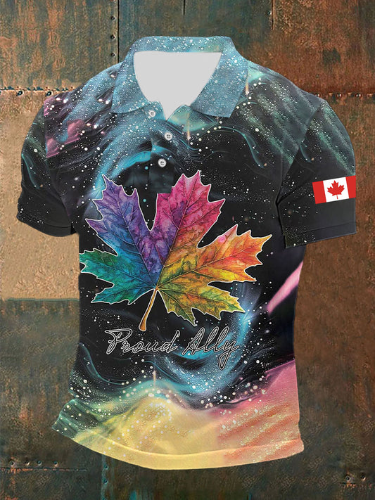 Men's Canadian Maple Leaf Print Casual Short Sleeve Tee