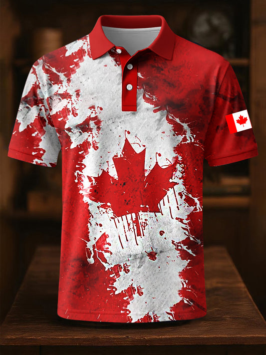 Men's Happy Canada Day Canadian Maple Leaf  Print Casual Top