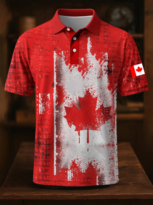 Men's Happy Canada Day Canadian Maple Leaf  Print Casual Top