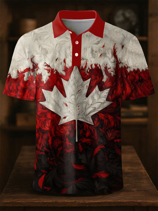 Men's Canada Print Casual Button-Down Top